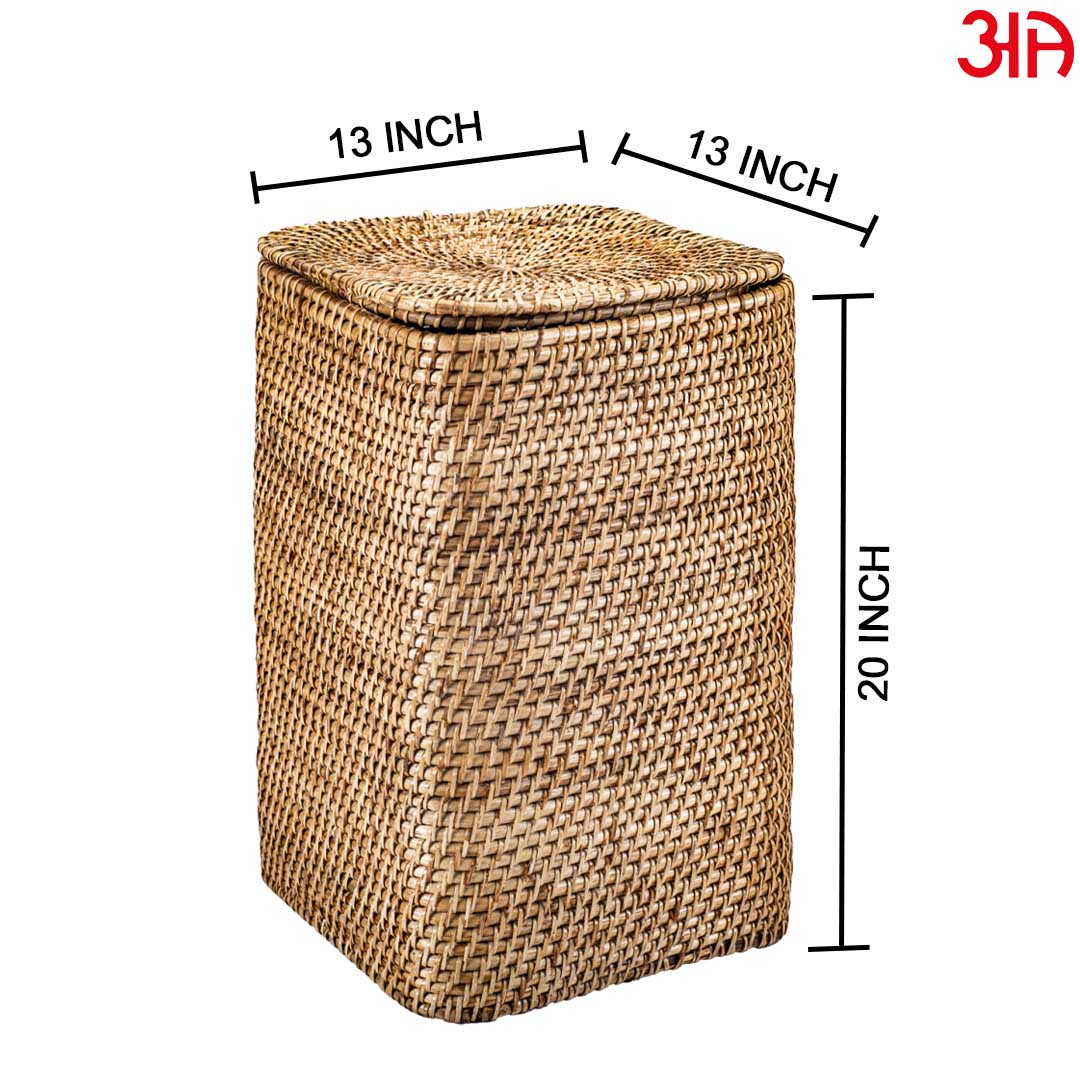 Square Cane Laundry Box (13x13x20) Inch