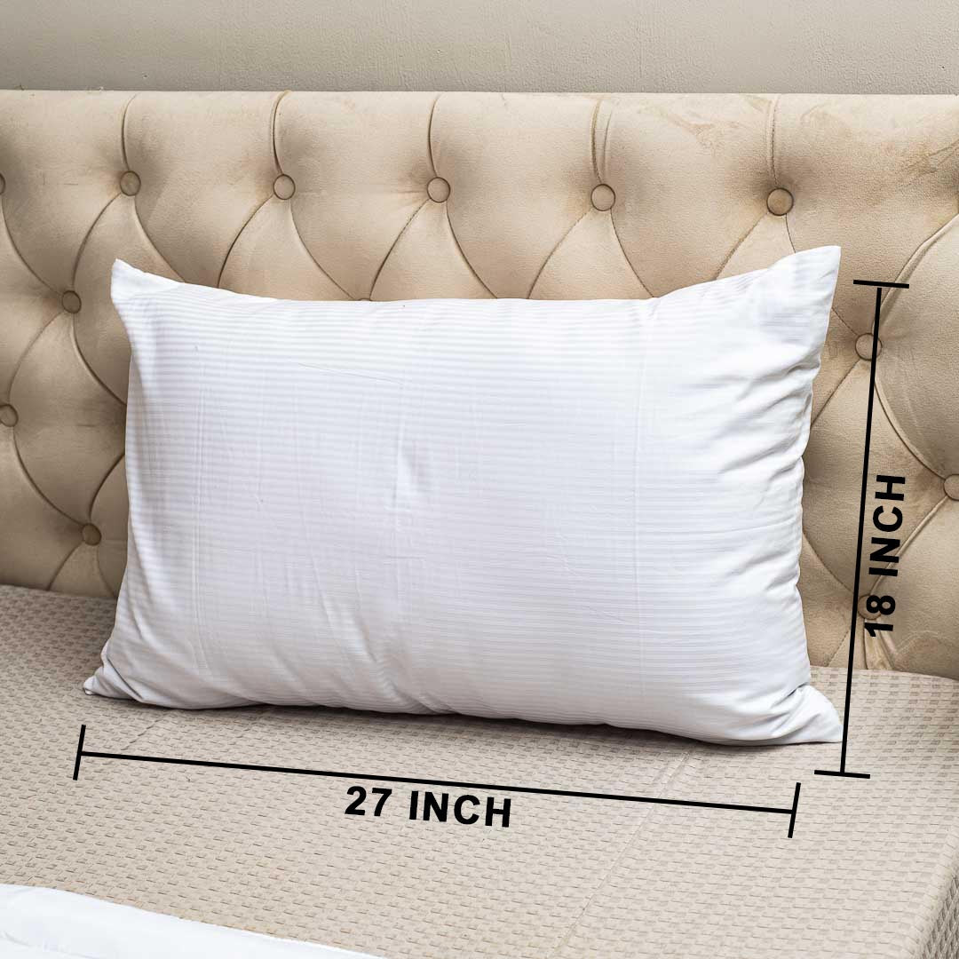 White Premium 300TC- Pillow Cover Set (02 Pcs) Design Two