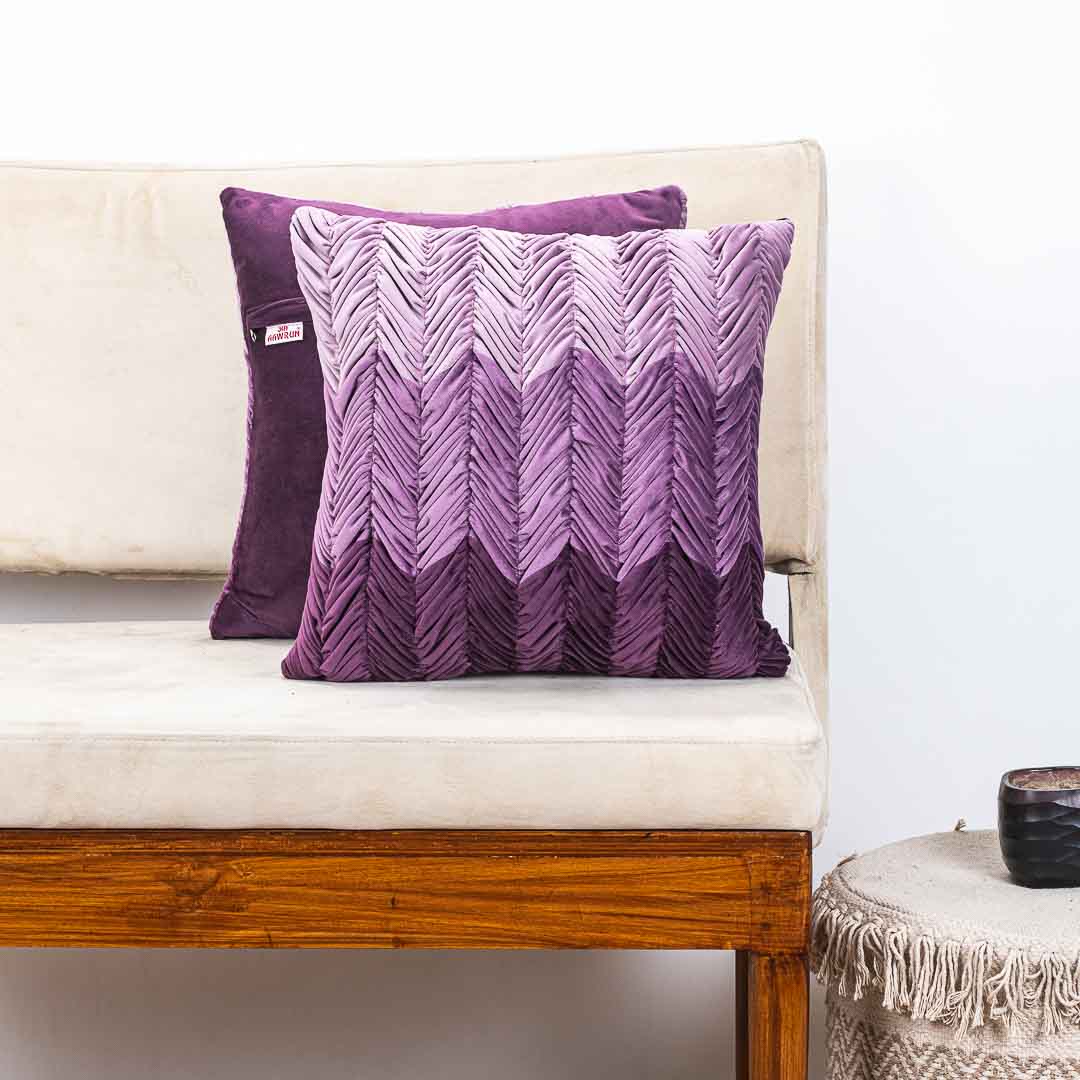 Premium Shaded Gathered Zig-Zag Design Cushion Cover