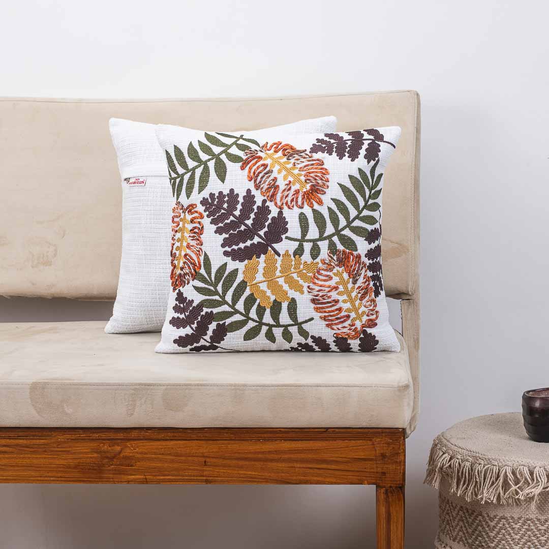 Premium Leaves Tapestry Embroidery Cushion Cover