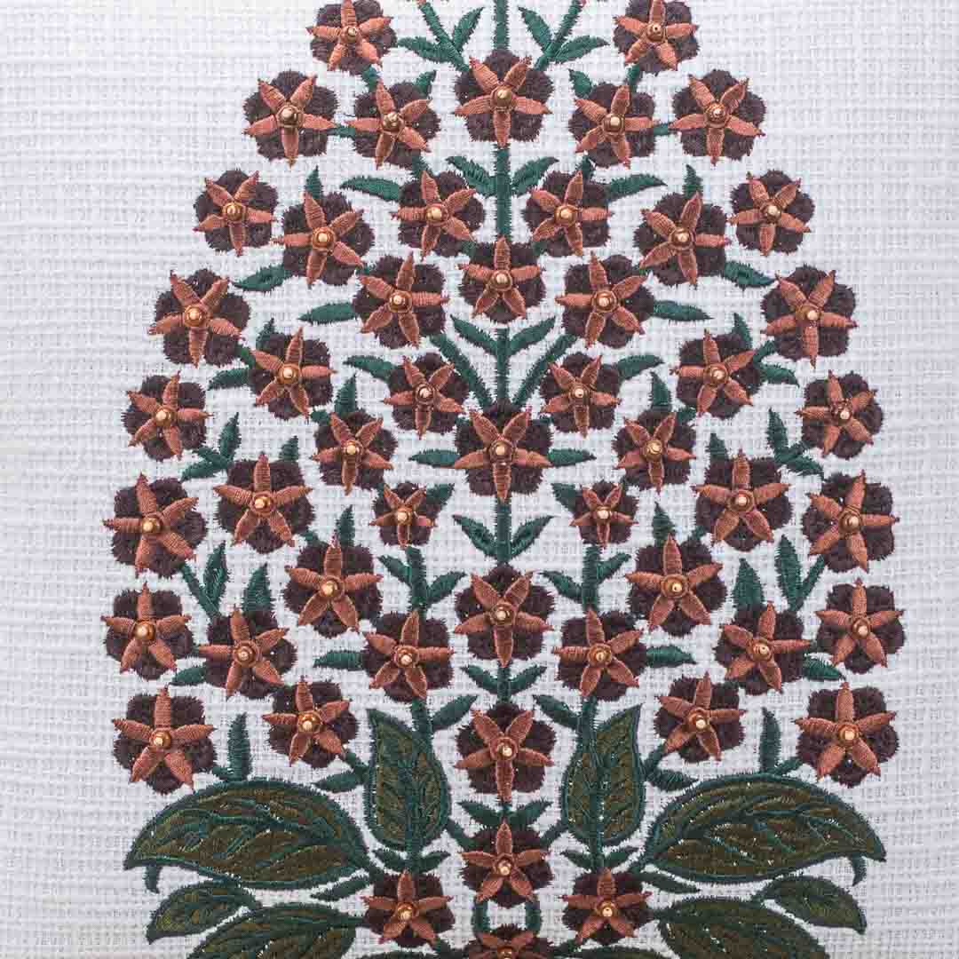 Premium Arboreal Bouquet Embroidery Cushion Cover