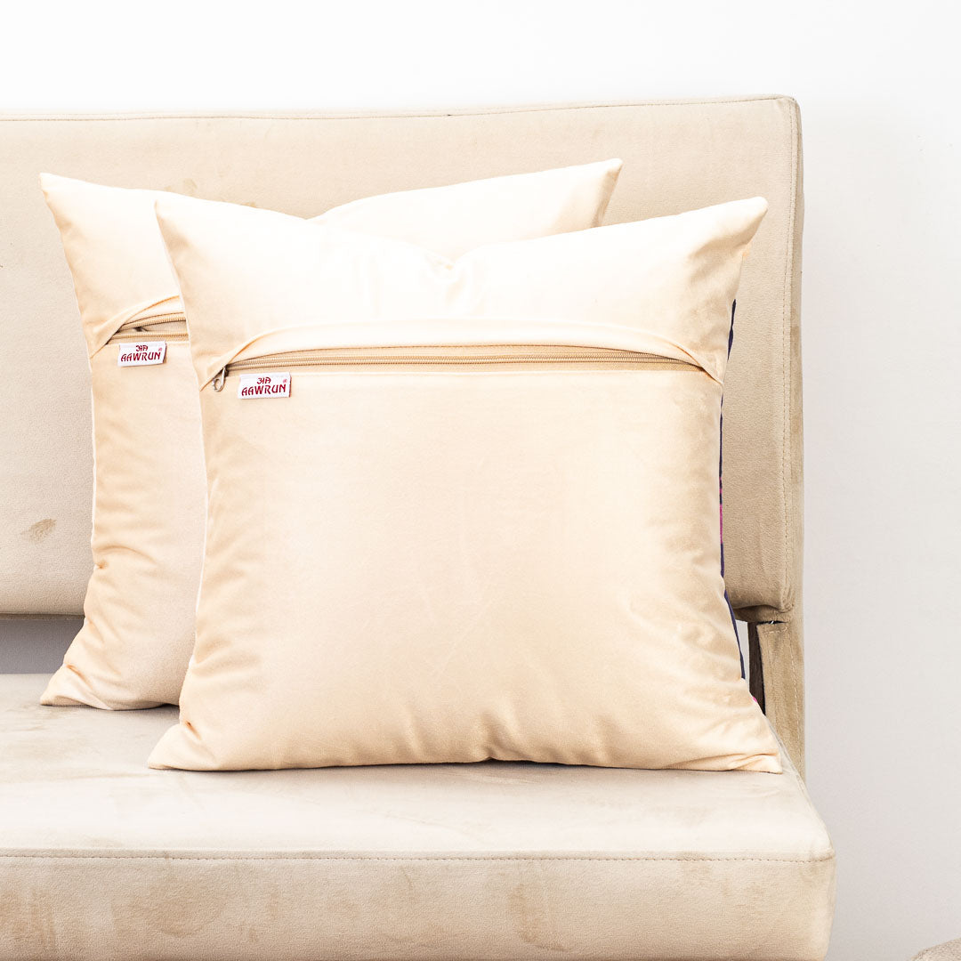 Traditional Elephant Digital Printed and Hand Work Cushion Cover