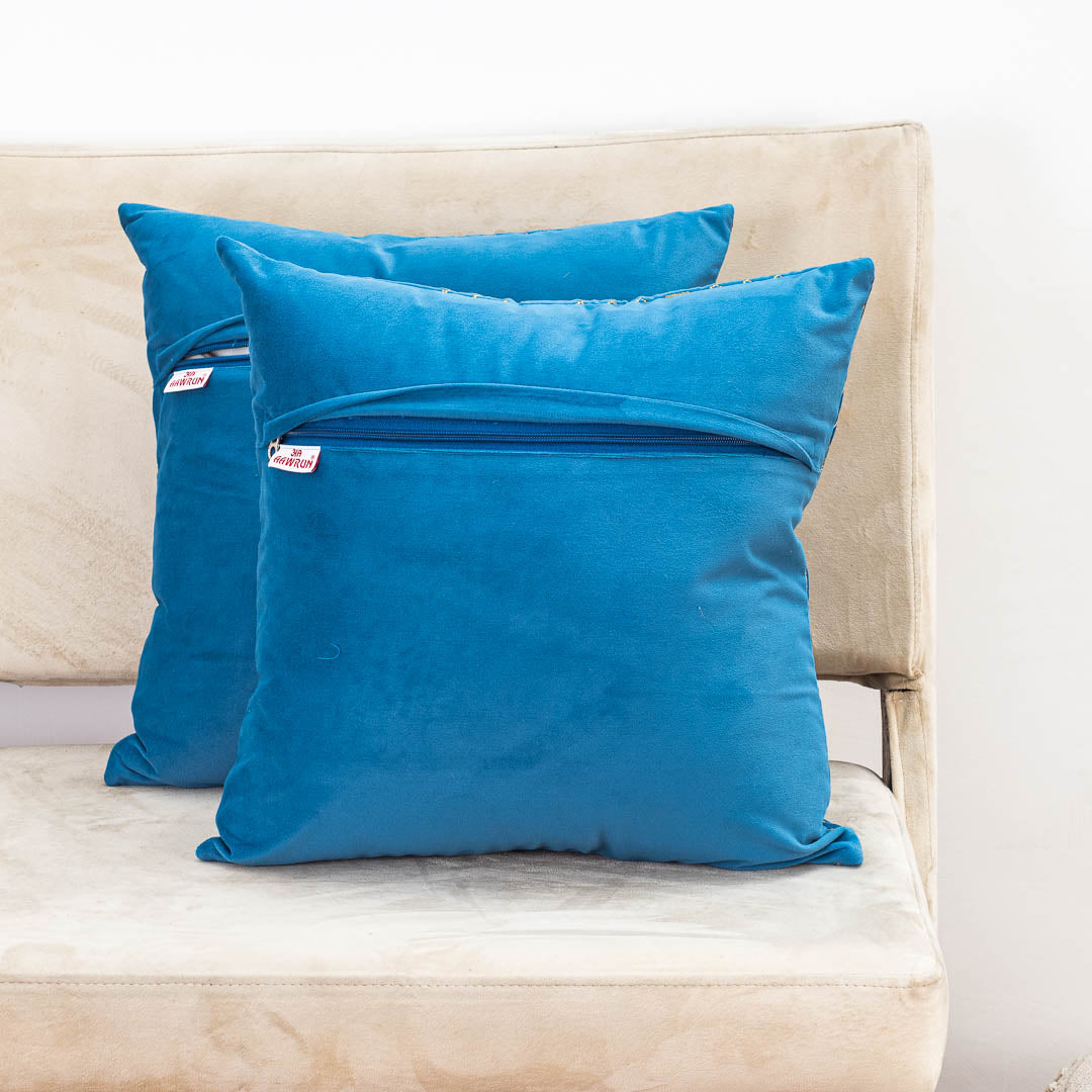Premium Block Zari Quilted Cushion Cover