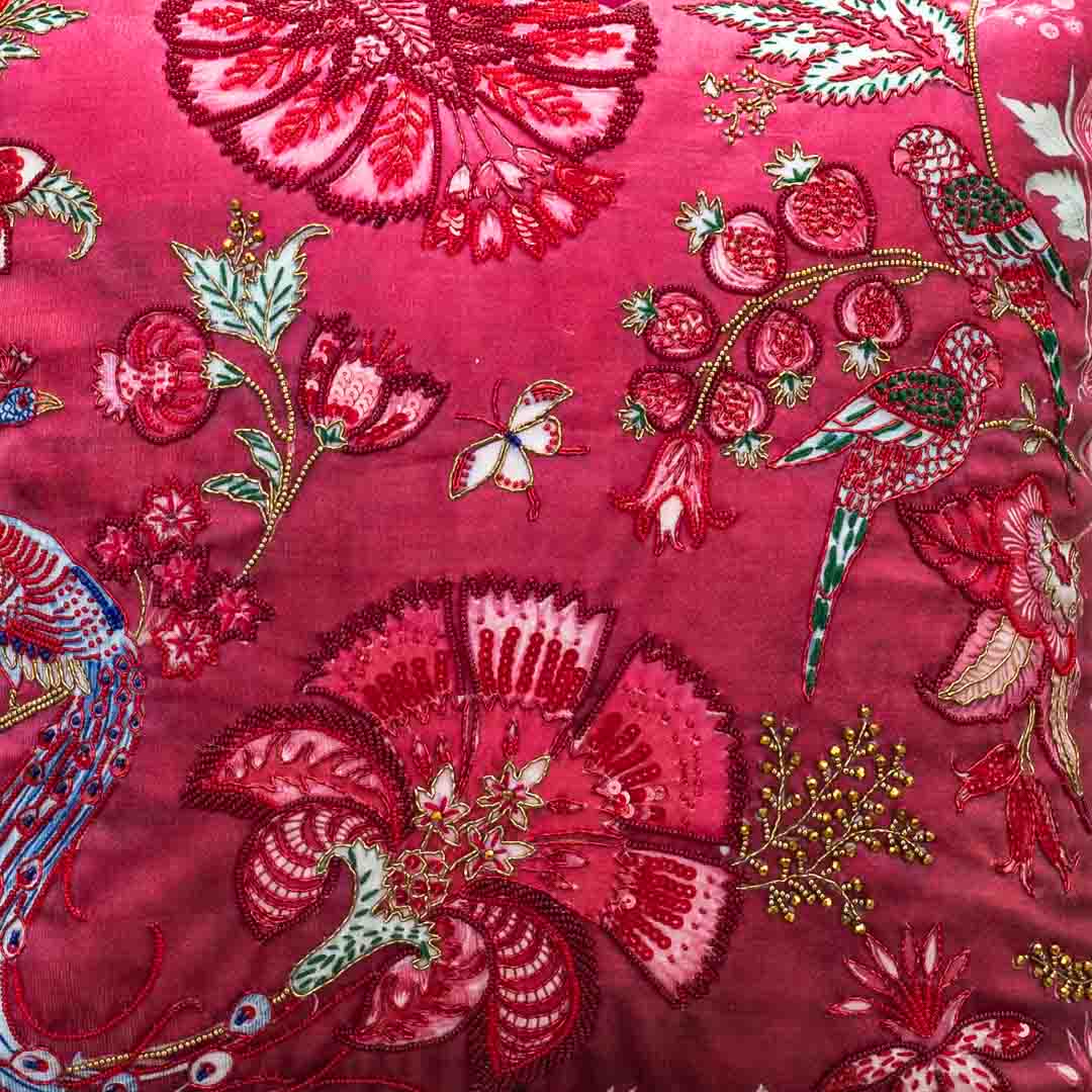 Premium Pink Crimson Bloom Cushion Cover