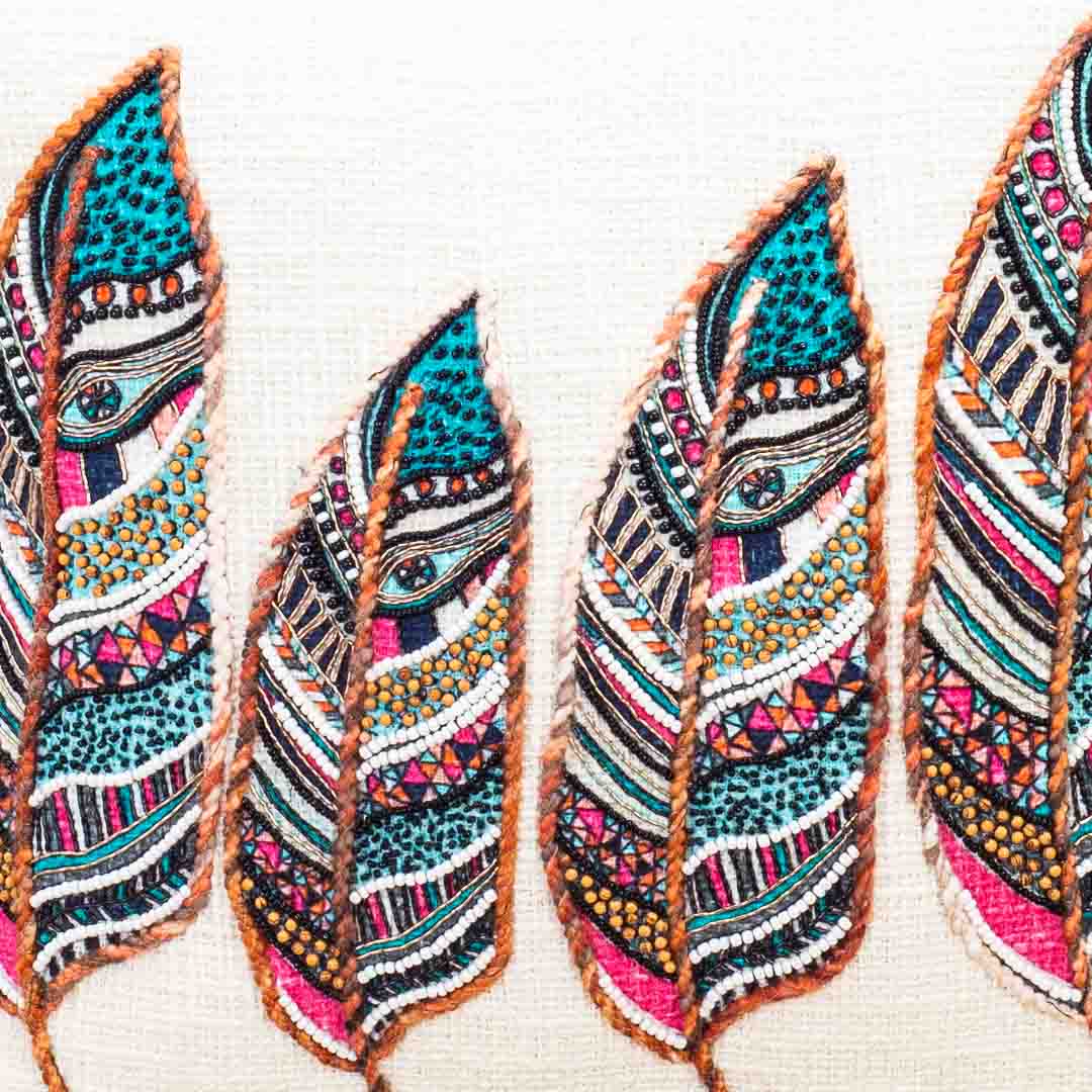 Premium Sapphire Feather Cushion Cover