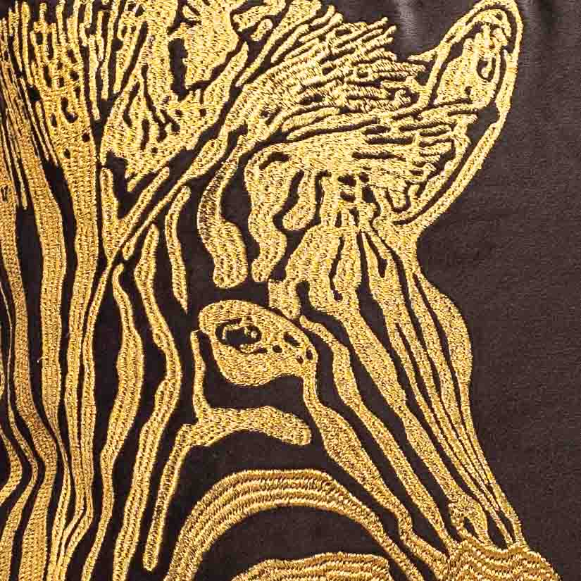 Premium Zebra Zari Embroidery Cushion Cover