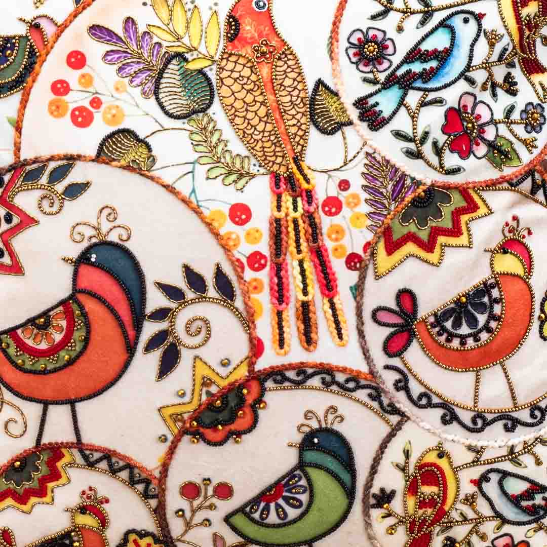 Premium Chirping Birds Circle Premium Cushion Cover