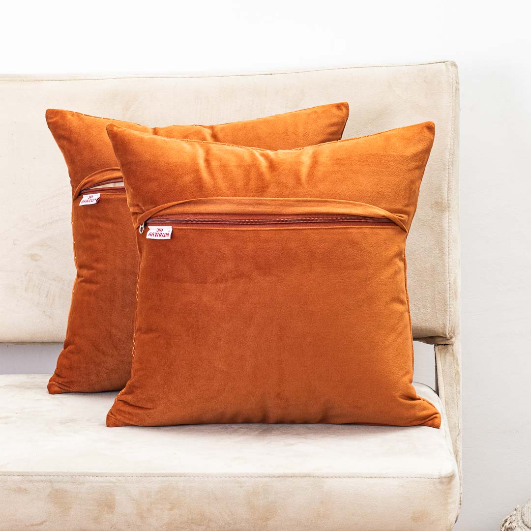 Premium self Embossed Leaf Design Cushion Cover