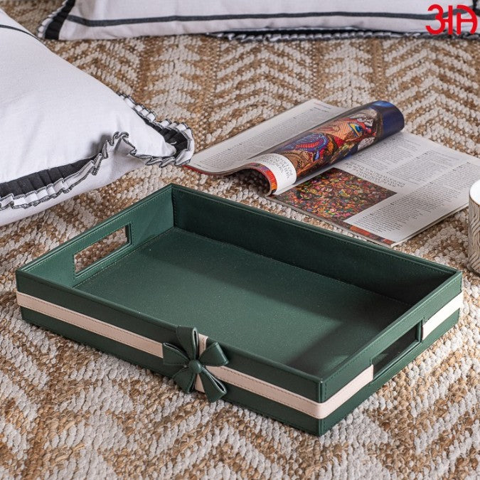 TRAY0063 BOW DGN TRAY GRN-WHT