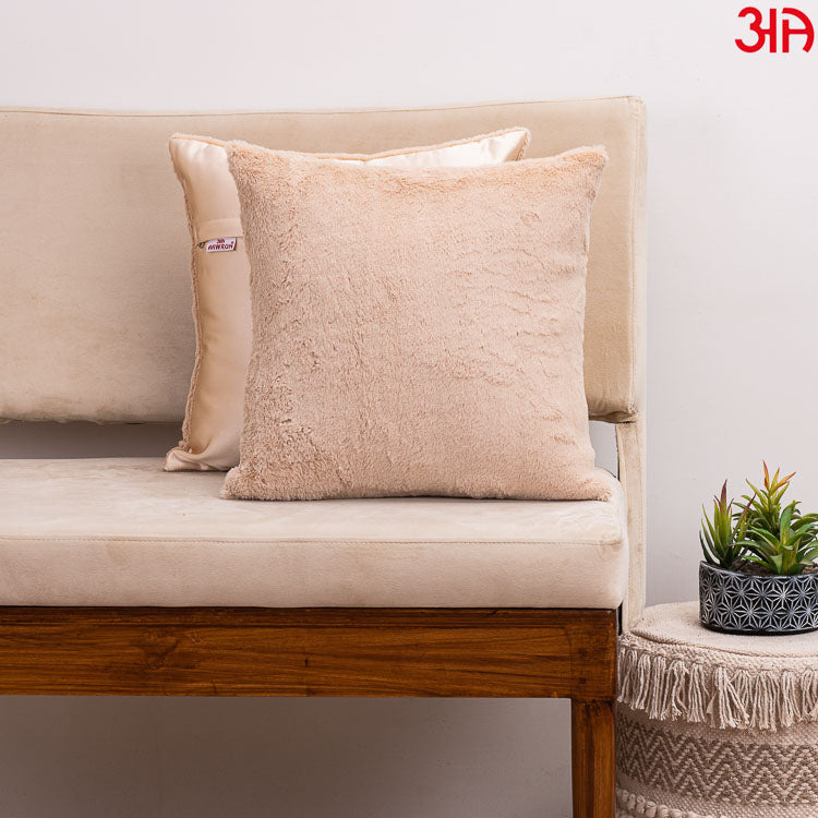 Soft Beige Fur Cushion Cover2
