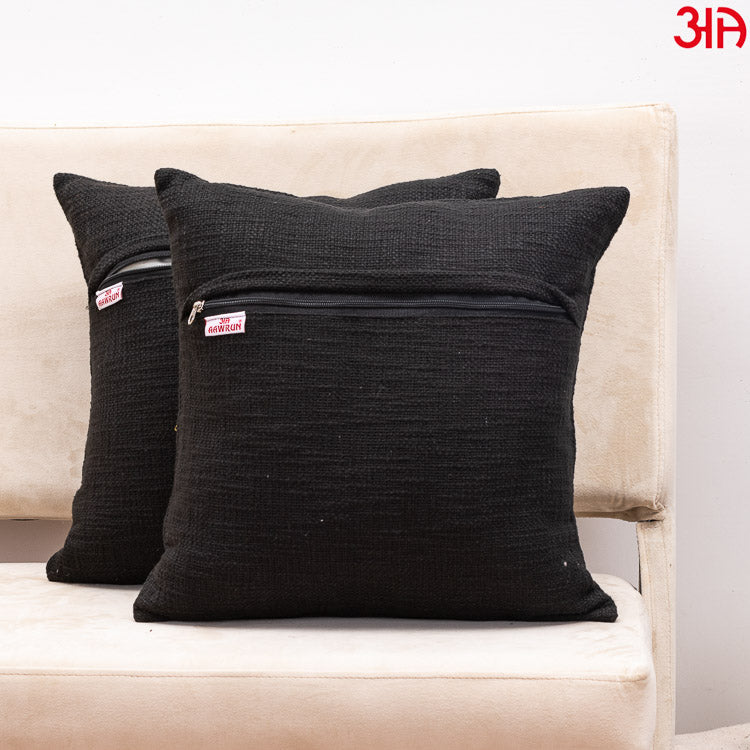 Black floral embroidery cotton cushion cover4