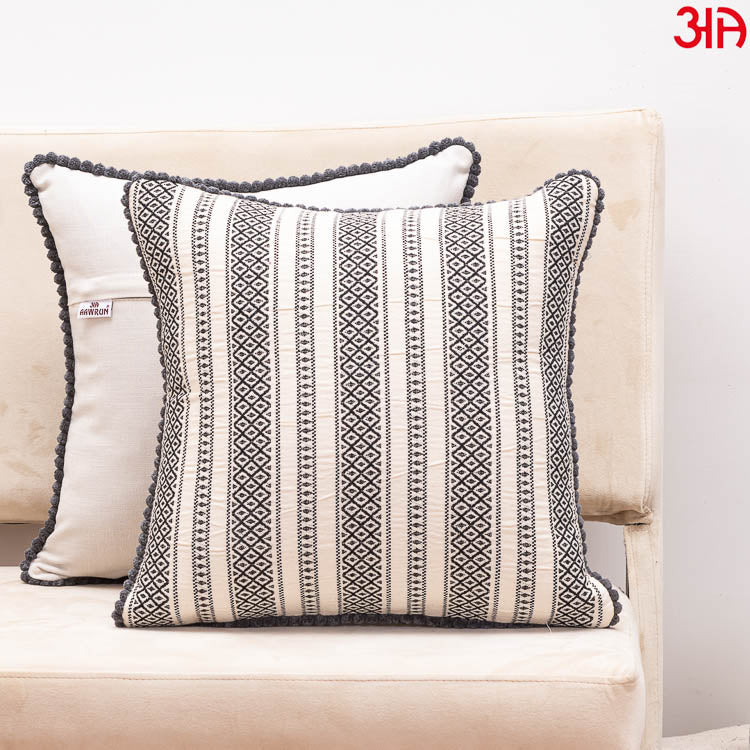 cream black cotton cushion