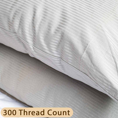 Premium Light Grey 300TC- Pillow Cover Set (02 Pcs) Design One