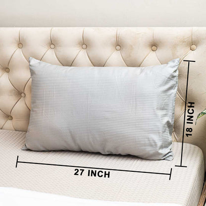 Premium Light Grey 300TC- Pillow Cover Set (02 Pcs) Design One
