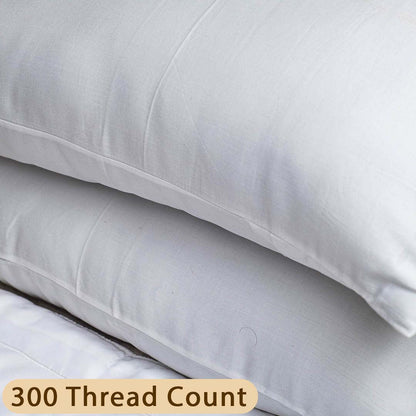 White 300TC- Pillow Cover Set (02 Pcs) Design Four