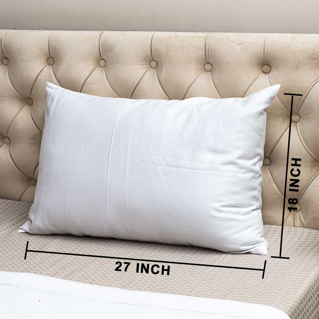 White 300TC- Pillow Cover Set (02 Pcs) Design Four