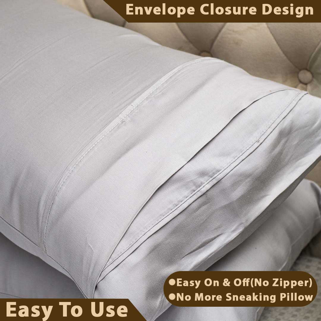 Grey 300TC- Pillow Cover Set (02 Pcs) Design Saveen