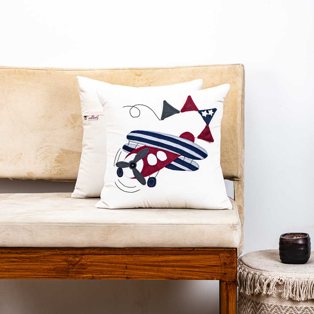 Premium Vintage Plane Cushion Cover For Kids