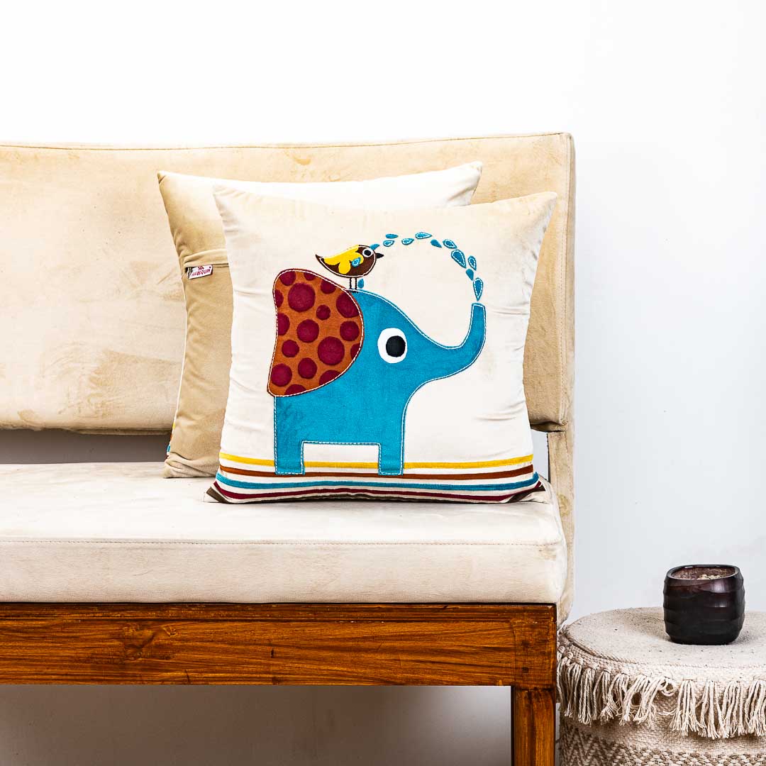 Premium Playing Calf & Bird Cushion Cover For Kids