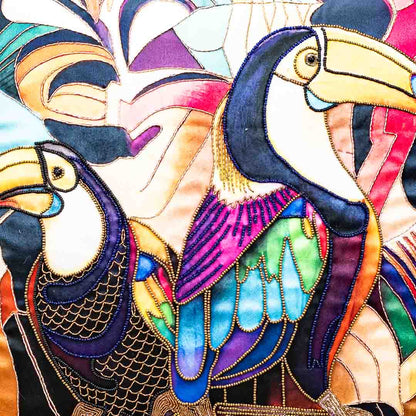 Premium Abstract Floral Toucan Bird Cushion Cover