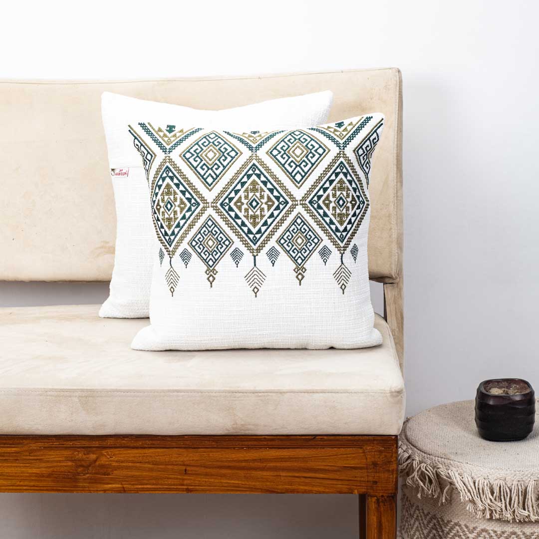 Premium Heritage Embroidery Top Cushion Cover