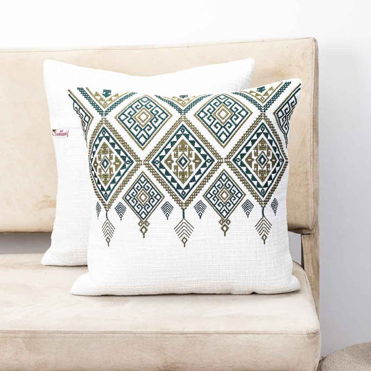 Premium Heritage Embroidery Top Cushion Cover