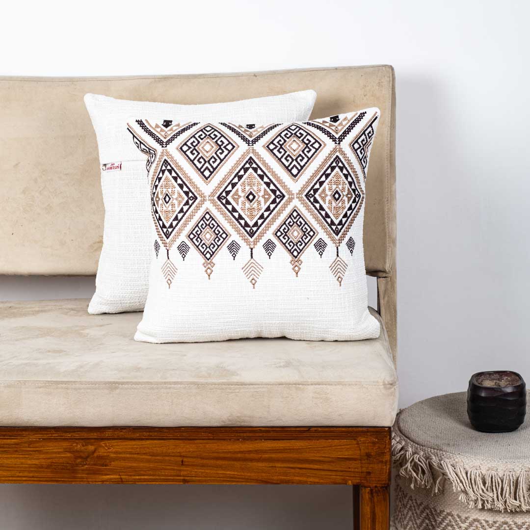 Premium Heritage Embroidery Top Cushion Cover
