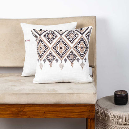 Premium Heritage Embroidery Top Cushion Cover