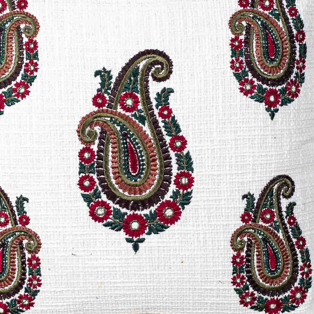 Premium Five Paisley Embroidery Cushion Cover