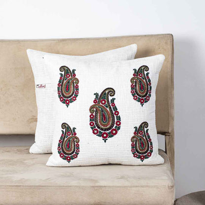 Premium Five Paisley Embroidery Cushion Cover