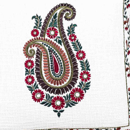 Premium Double Paisley W/Frame Embroidery Cushion Cover
