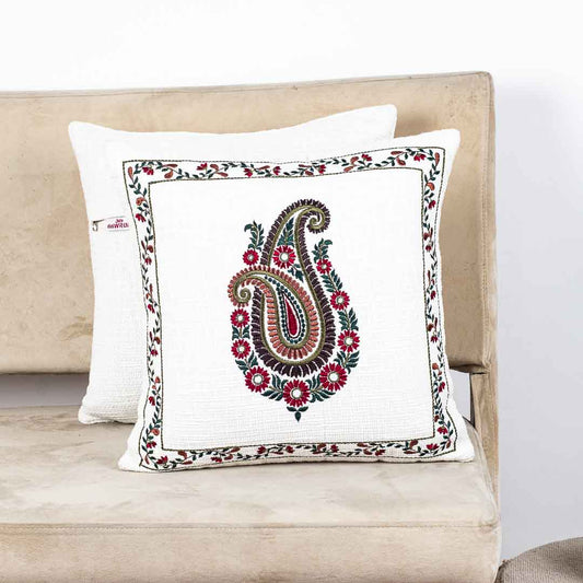 Premium Double Paisley W/Frame Embroidery Cushion Cover