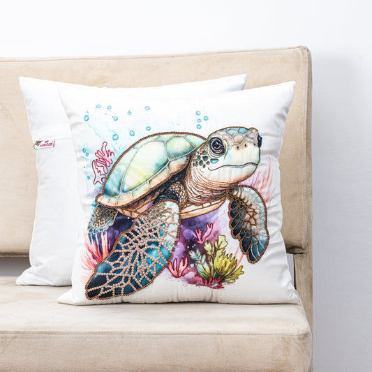 Premium Tortoise - Hand Work Cushion Cover