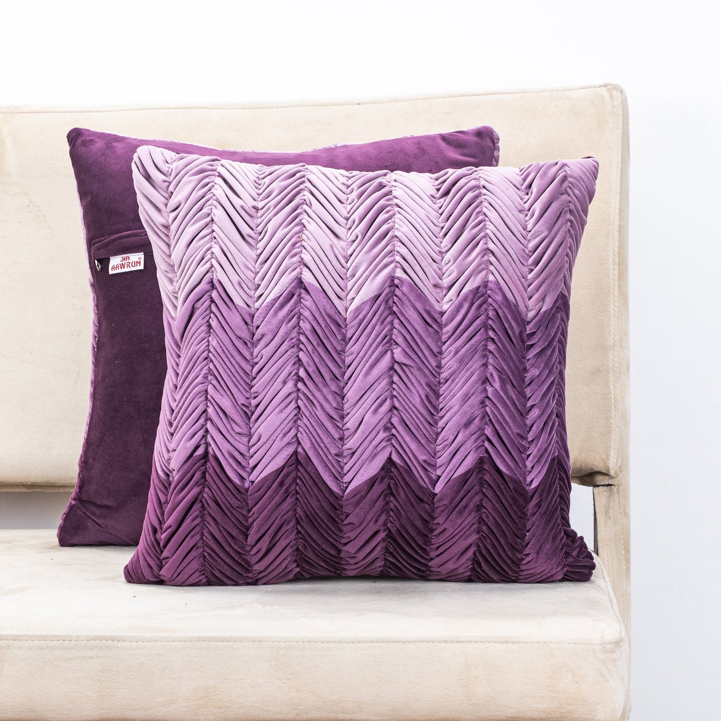Premium Shaded Gathered Zig-Zag Design Cushion Cover