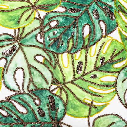 Premium Monstera Leaf - Hand Work Cushion Cover