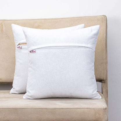 Premium Flamingo Cotton Emb'y Cushion Cover