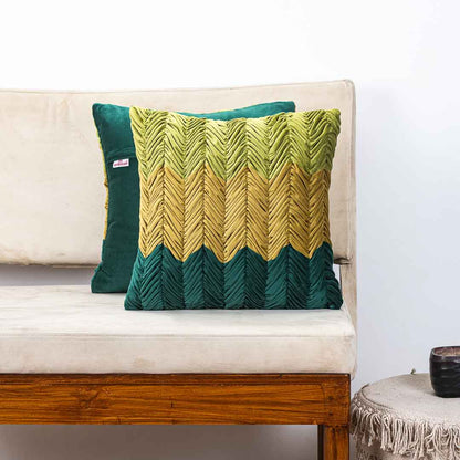 Premium Shaded Gathered Zig-Zag Design Cushion Cover