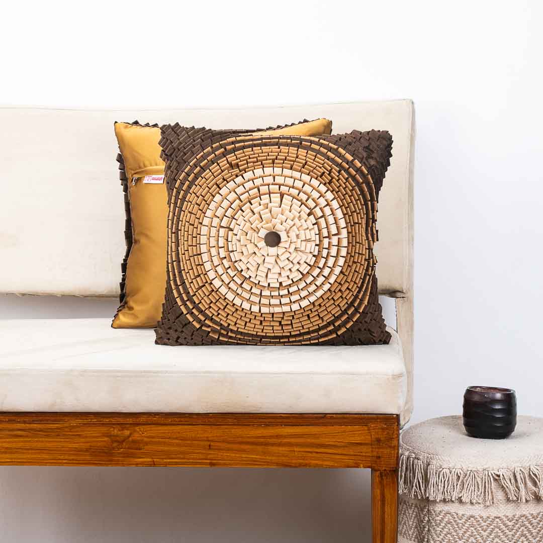 Spiral Design Velvet Shaded Cushion Cover