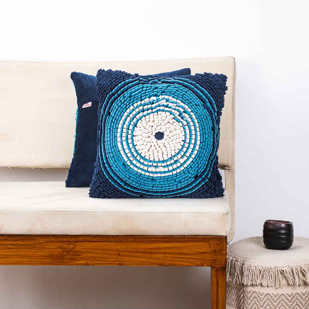 Spiral Design Velvet Shaded Cushion Cover