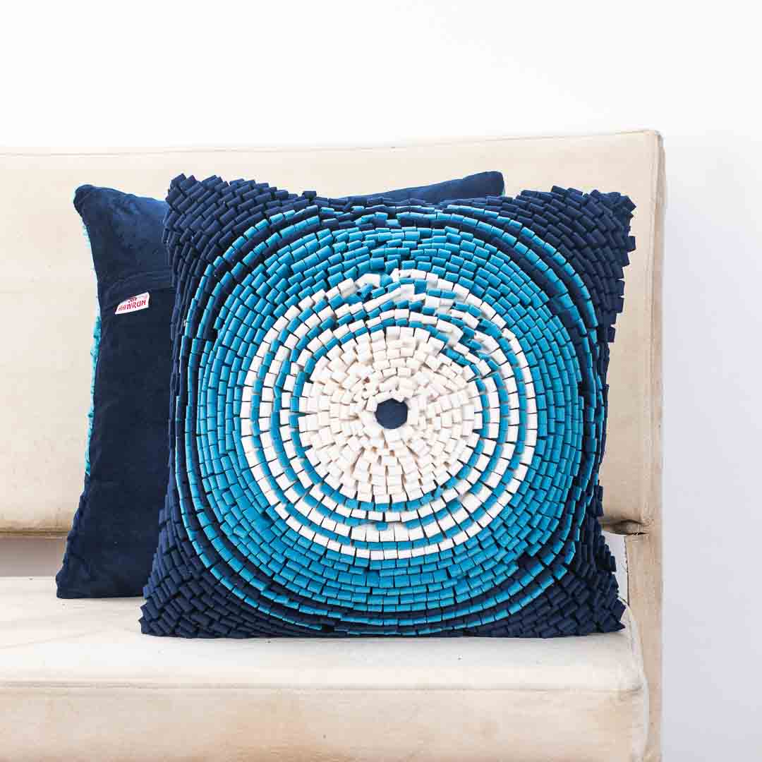 Spiral Design Velvet Shaded Cushion Cover