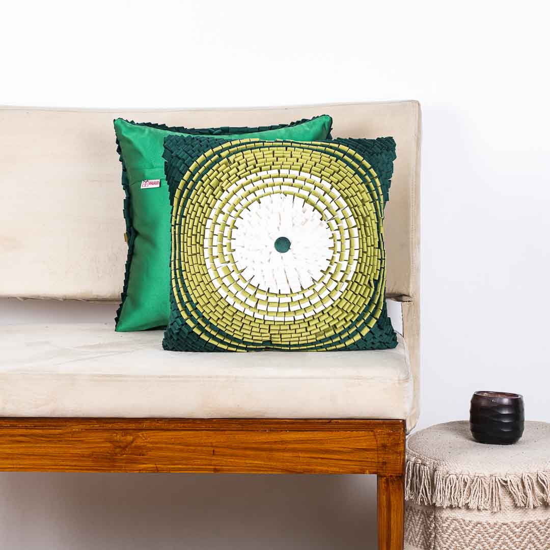Spiral Design Velvet Shaded Cushion Cover