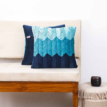 Premium Shaded Gathered Zig-Zag Design Cushion Cover