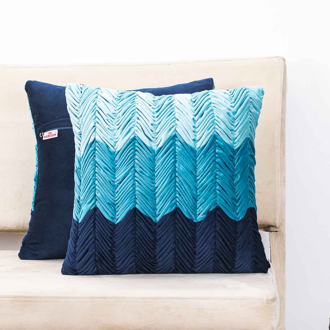Premium Shaded Gathered Zig-Zag Design Cushion Cover