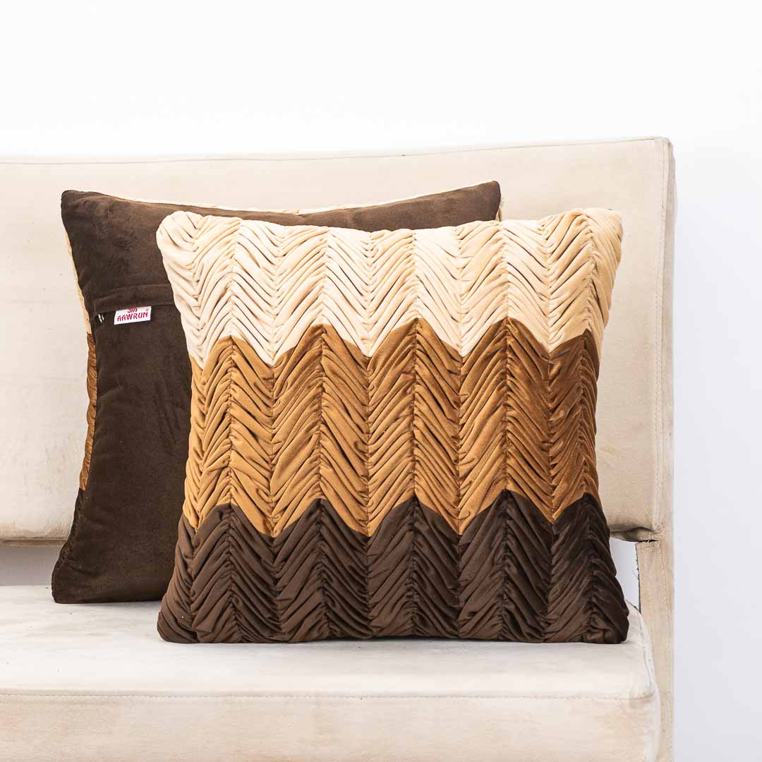 Premium Shaded Gathered Zig-Zag Design Cushion Cover