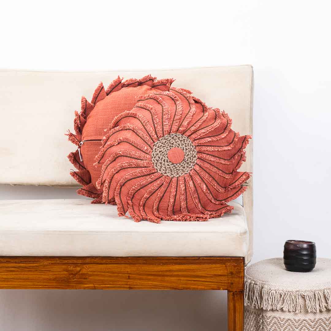 Premium Handmade Jute Chakri Cushion Cover