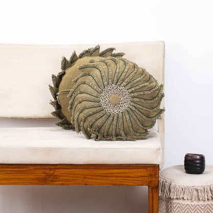 Premium Handmade Jute Chakri Cushion Cover