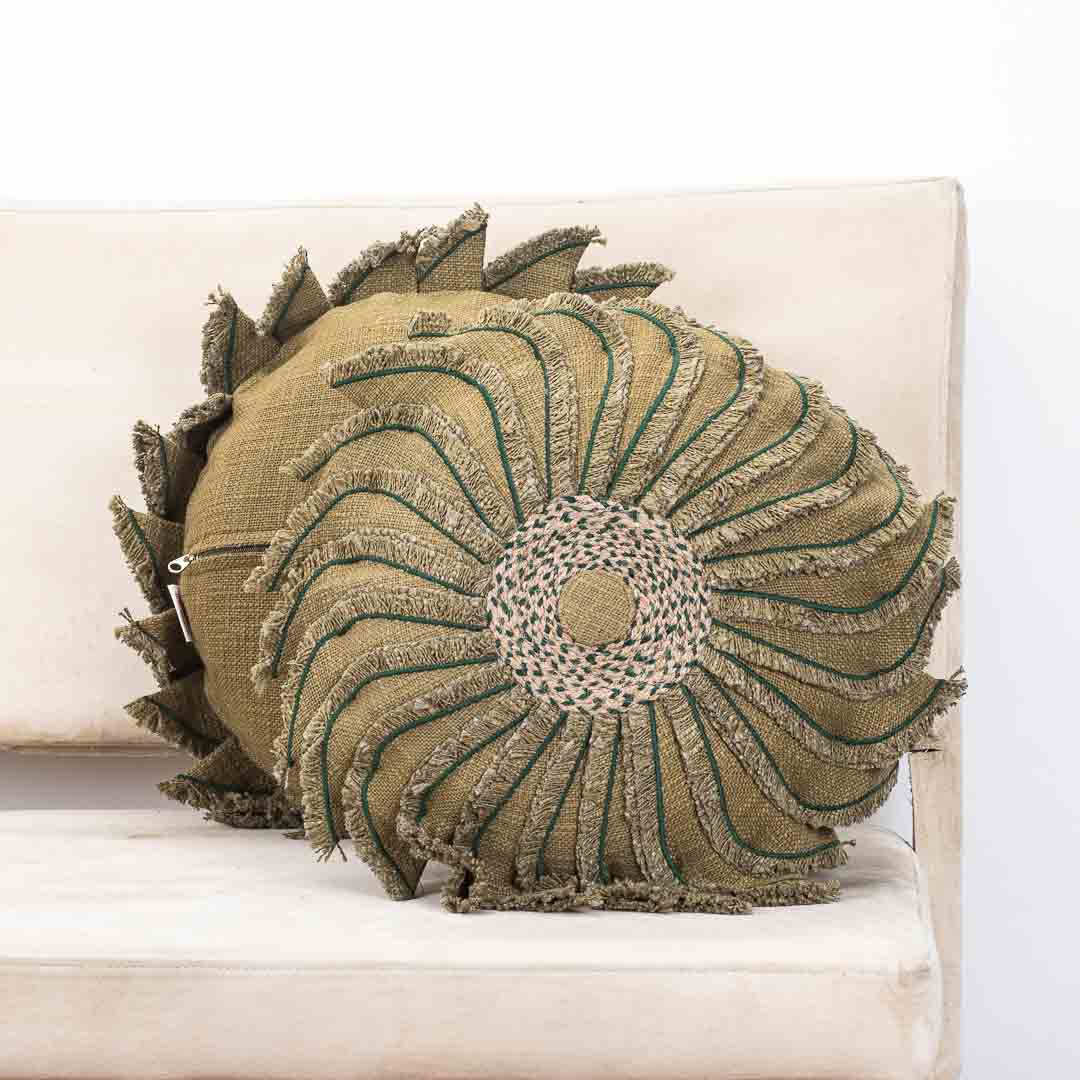 Premium Handmade Jute Chakri Cushion Cover