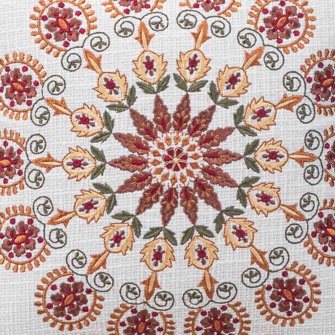 Premium Sunburst Bloom Embroidery Cushion Cover