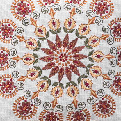 Premium Sunburst Bloom Embroidery Cushion Cover