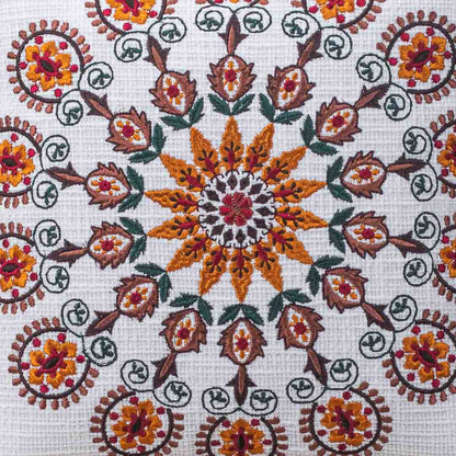 Premium Sunburst Bloom Embroidery Cushion Cover